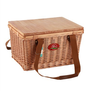 Rectangle Insulated Wooden Lid Picnic Basket