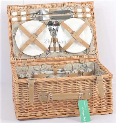 Steaming Full Willow Picnic Basket For 4