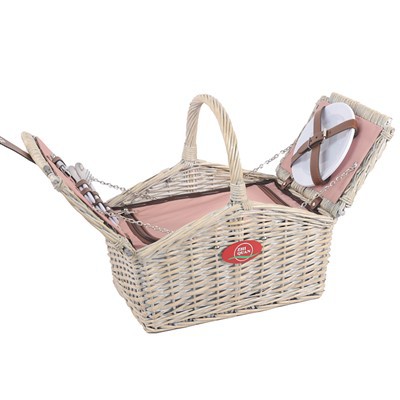 Pink And Cute Willow Picnic Basket For 2 Person